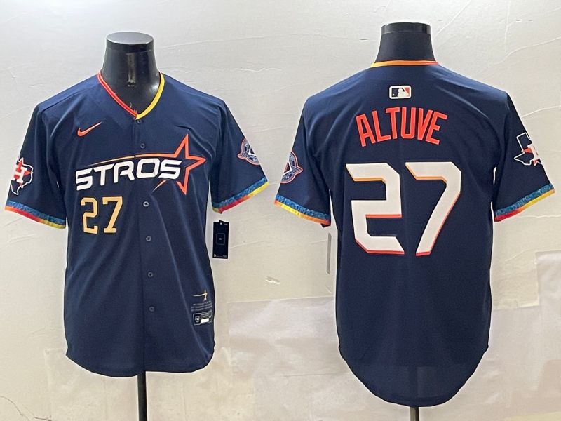 Men Houston Astros #27 Altuve Drak Blue Fourth generation Joint Name 2025 Nike MLB Jersey style 4